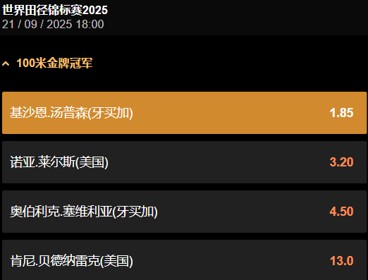 男子100米夺冠赔率-数据来自188金宝博