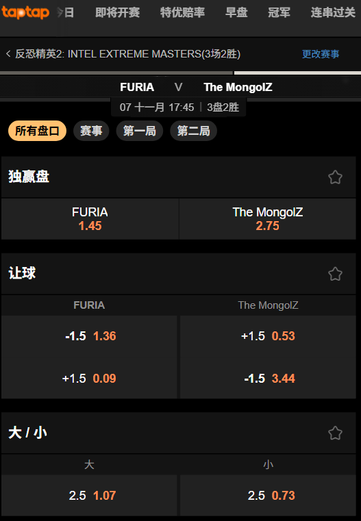 FURIA vs The MongolZ - IEM 成都 2025赔率盘口-188bet(taptap)