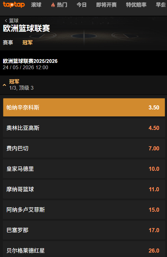 欧冠篮球联赛博彩赔率 - 188bet(taptap)