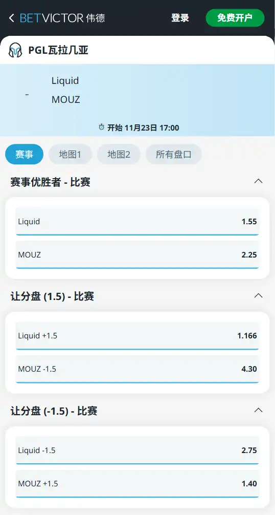 PGL瓦拉几亚S6-博彩赔率和盘口信息由伟德(betvictor)提供