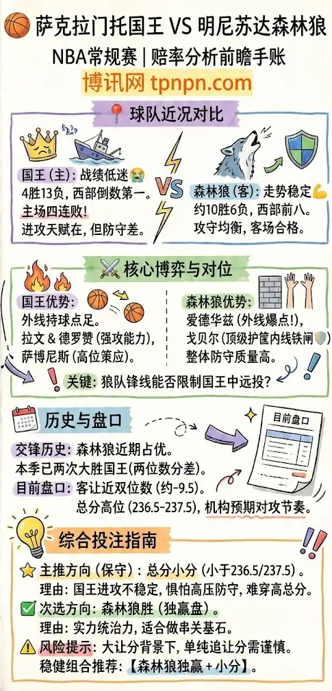 国王vs森林狼,一张图看懂本场NBA比赛趋势