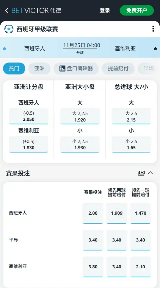 西班牙人 vs 塞维利亚 | 数据深度解读-博彩赔率和盘口信息由伟德(betvictor)提供
