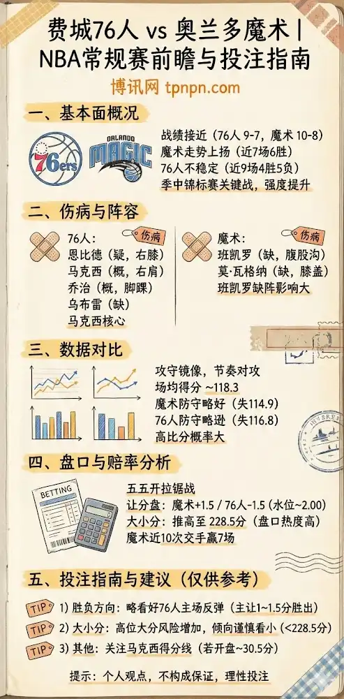 76人vs魔术 | NBA常规赛前瞻与投注指南
