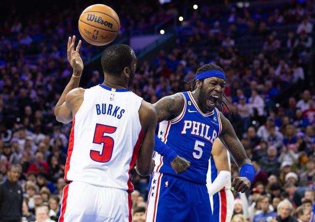 费城76人队对阵底特律活塞队 1/8/23--NBA竞猜与预测