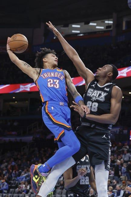 俄克拉荷马城雷霆队对阵圣安东尼奥马刺队 3/12/23 - NBA推荐和预测