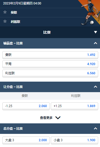 英超,曼联-利兹联,平博的赔率和盘口,地点老特拉福德