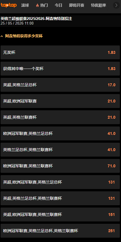 阿森纳的特别投注-盘口来自188金宝博