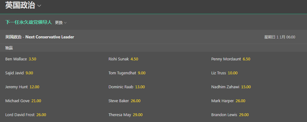 bet365英国政治赔率盘口-英国下一任永久政党领导人
