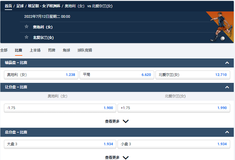 平博体育pinnacle-女子欧洲杯赔率-奥地利(女) vs 北爱尔兰(女)