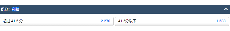 2022-23英超赛季，平博体育pinnacle的盘口显示，利兹联进球大小盘为41.5