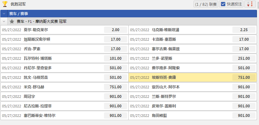 沙巴体育-一级方程式赛车赔率和盘口