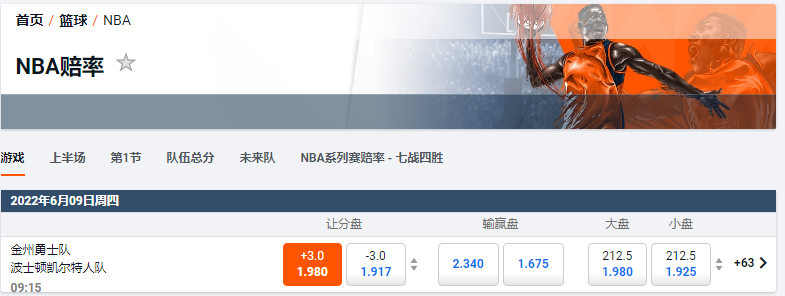 平博-NBA总决赛盘口赔率