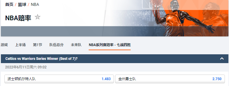 平博pinnacle博彩赔率-NBA总决赛-获得总决赛冠军赔率
