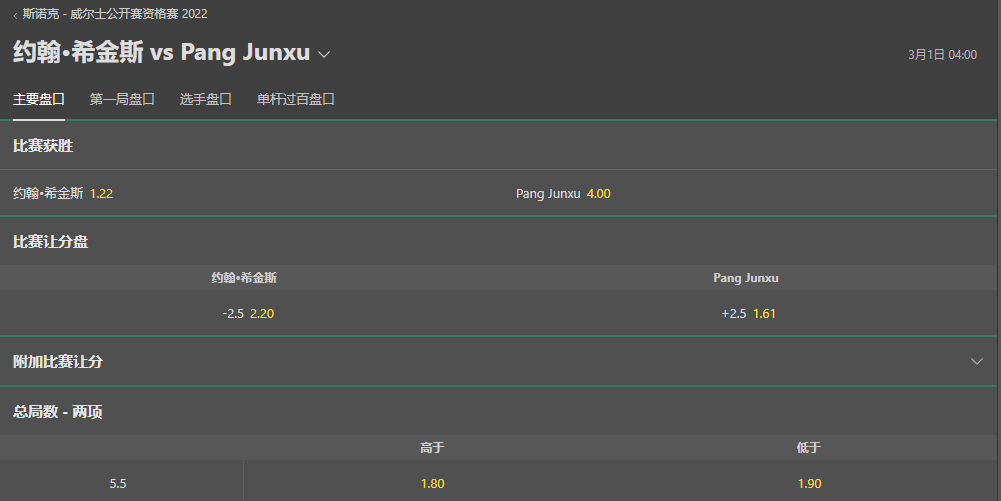 bet365-威尔士公开赛-希金斯VS庞俊旭