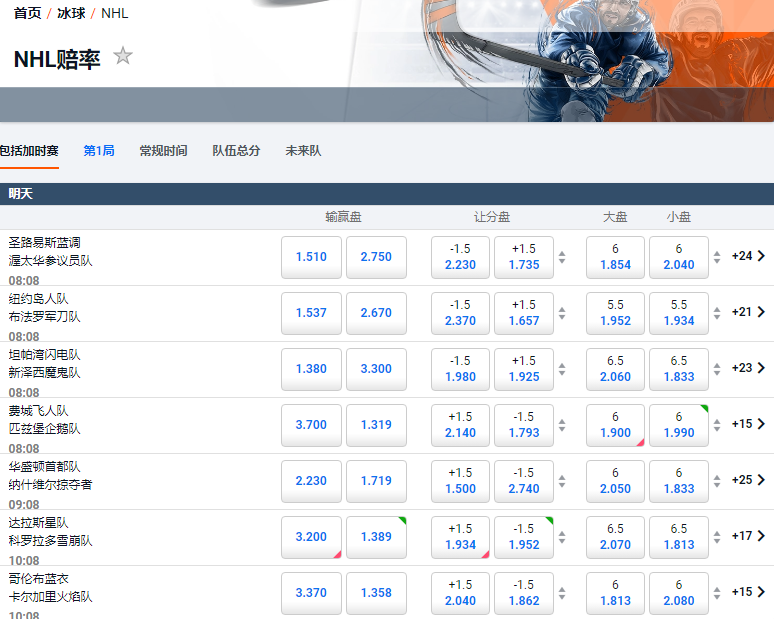 平博-NHL-赔率和盘口