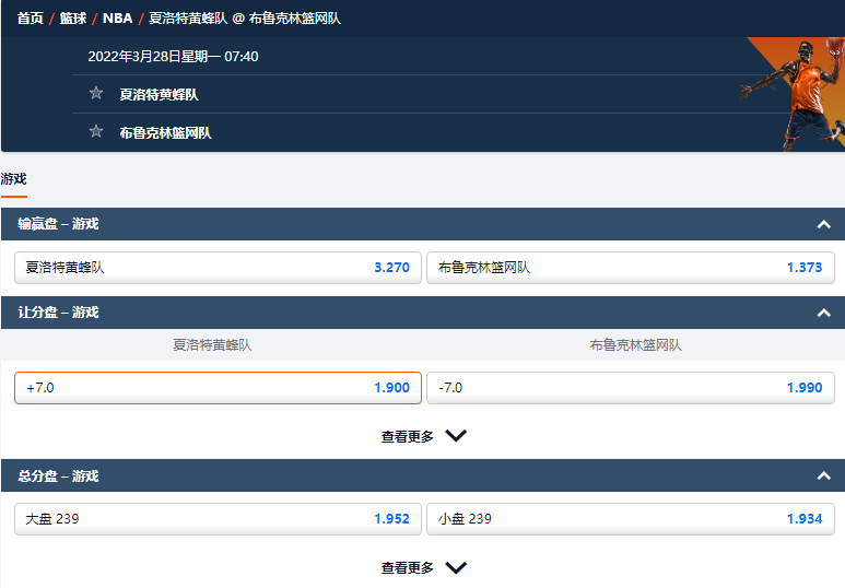 平博-NBA篮球-夏洛特黄蜂VS布鲁克林篮网