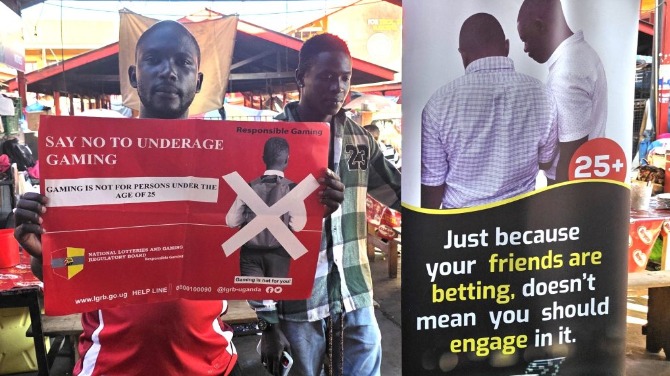 乌干达国家彩票与博彩监管委员会（NLGRB）在布戈洛比市场开展负责任博彩宣传活动